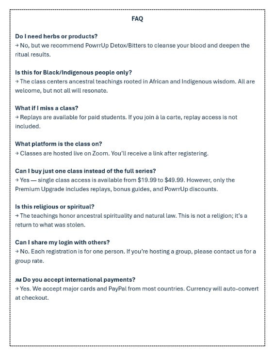 FAQ section with answers on a white background