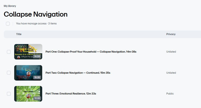 Course 3: Collapse-Proof Your Household (Collapse Navigation)