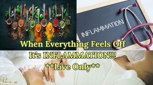 Collage of images with inflammation text, stethoscope, and colorful herbs.