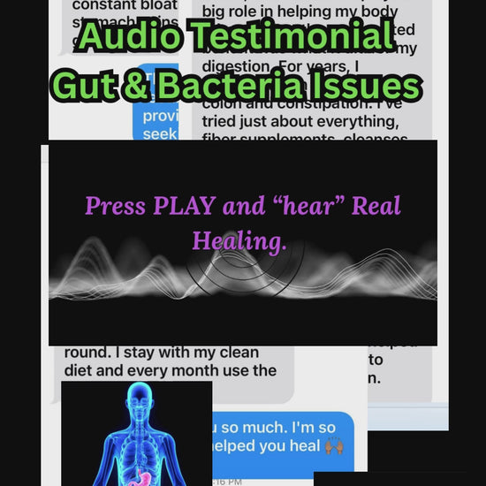 Video testimonial highlighting how PowrrUp Detox Bitters supported gut health and helped a customer naturally address bacterial overgrowth (SIBO). Audio explains their journey with bloating, digestion, and herbal recovery.
